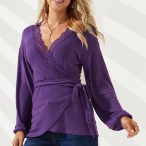 Suzanne Betro | Women’s Tops | Midnight Blue Wrap Blouse